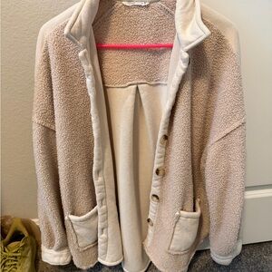 12th Tribe Beige Teddy Jacket